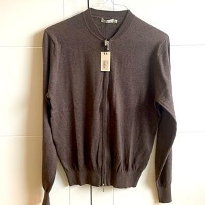 Suitsupply NWT Taupe Zip Cardigan